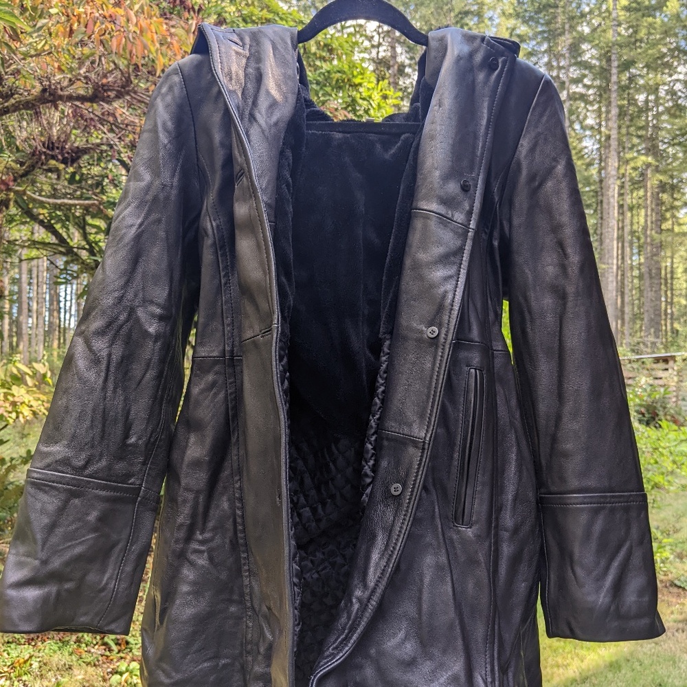 Vintage Calvin Klein Black Leather Jacket Size S Small